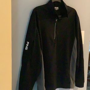 PING Golf quarter zip, black with dark grey side accents, men’s -